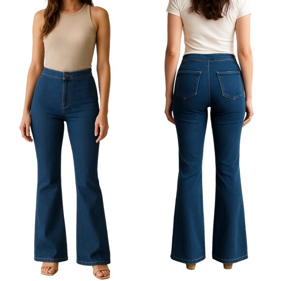 Express Slim Flare Super High Rise Stretch Jeans - Picture 1 of 4